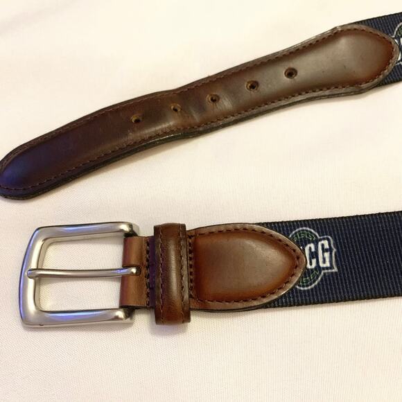 T.B.Phelps University of North Carolina Greensboro Mens Belt Nylon Leather Sz 34 - Picture 14 of 16